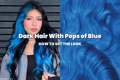 Dark Hair with Pops of Blue: Bold & Trendy Style