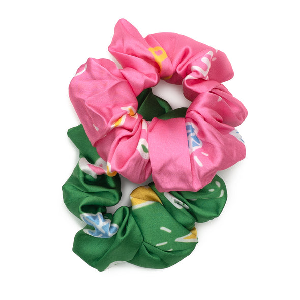 Greater Than x Arctic Fox Scrunchie Duo 1 - Green/Pink